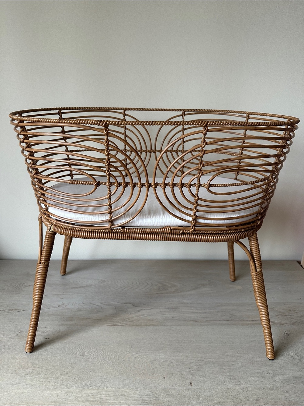 Faux Rattan Accent Cradle Bassinet in Brown - Unbranded